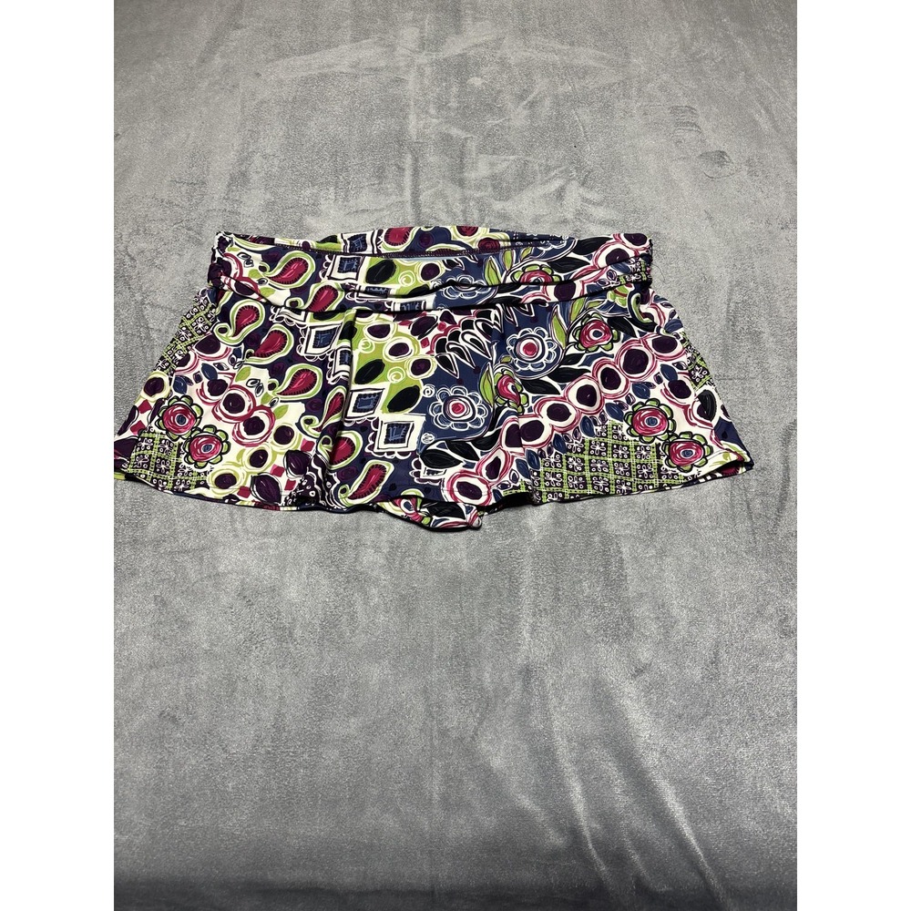 Athleta Swim Skirt Womens Large Multicolor Floral Lined Built In Brief Stretch